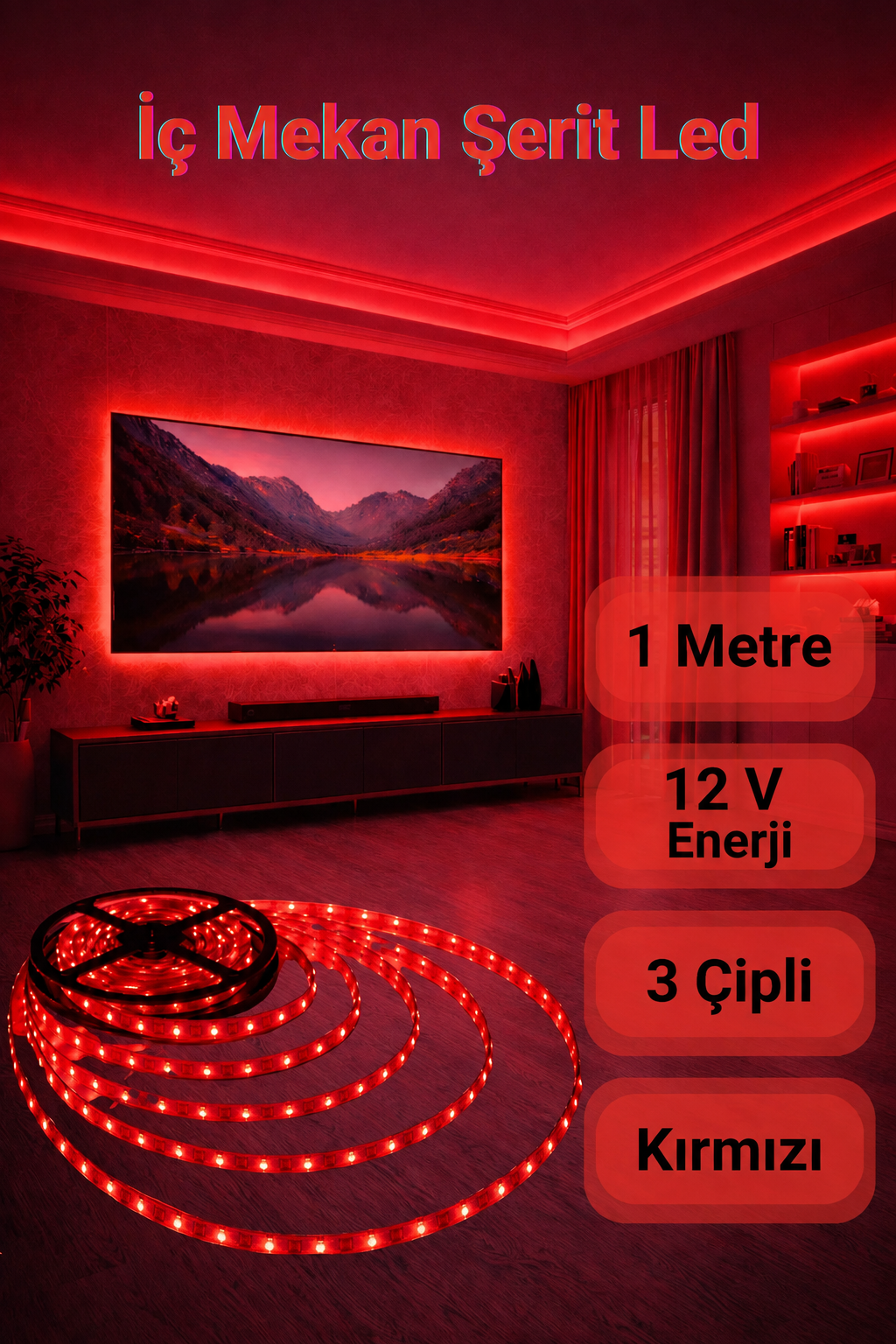 Kırmızı Şerit LED Iç Mekan