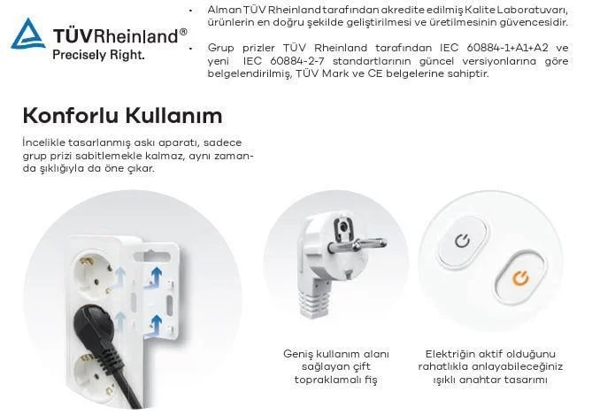 Seldur Anahtarlı 3'lü Topraklama Priz